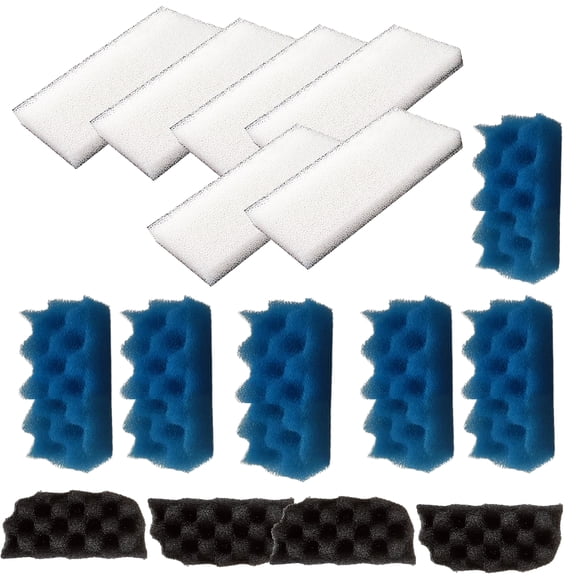Qzbhct 4 Pcs Black Bio-Foam, 6 Blue Foam Max Filter, 6 White Foam Filter Kit for Fluval 106/107 Canister Filtration Systems