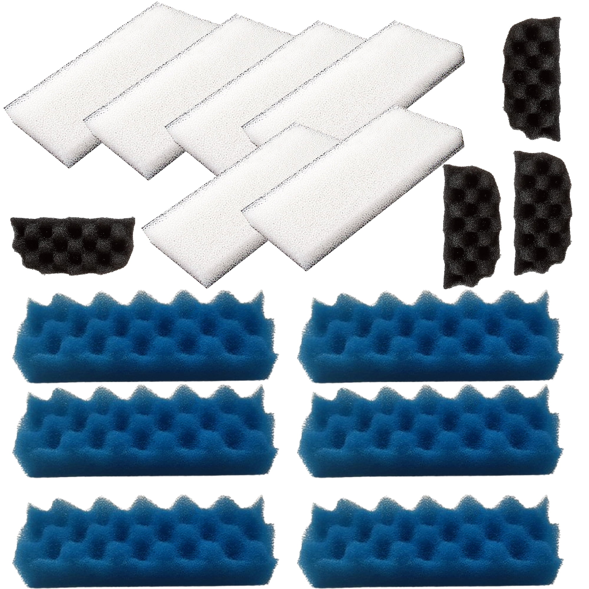 Qzbhct 4 Pcs Black Bio-Foam, 6 Blue Foam Max Filter, 6 White Foam Filter Kit for Fluval 206/207 Canister Filtration Systems