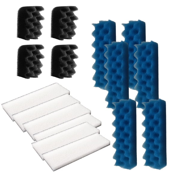 Qzbhct 4 Pcs Black Bio-Foam, 6 Blue Foam Max Filter, 6 White Foam Filter Kit for Fluval 306/307 Canister Filtration Systems