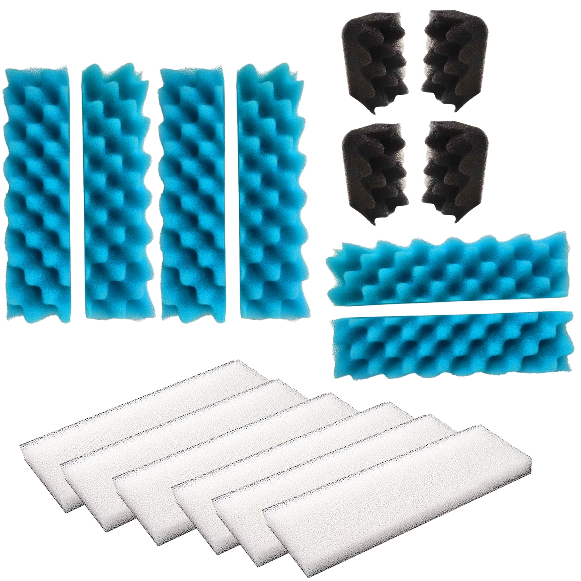 Qzbhct 4 Pcs Black Bio-Foam, 6 Blue Foam Max Filter, 6 White Foam Filter Kit for Fluval 406/407 Canister Filtration Systems