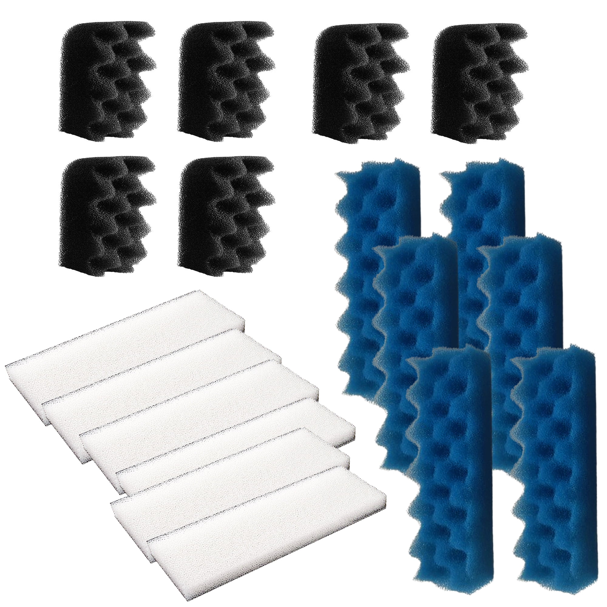 Qzbhct 6 Pcs Black Bio-Foam, 6 Blue Foam Max Filter, 6 White Foam Filter Kit for Fluval 306/307 Canister Filtration Systems