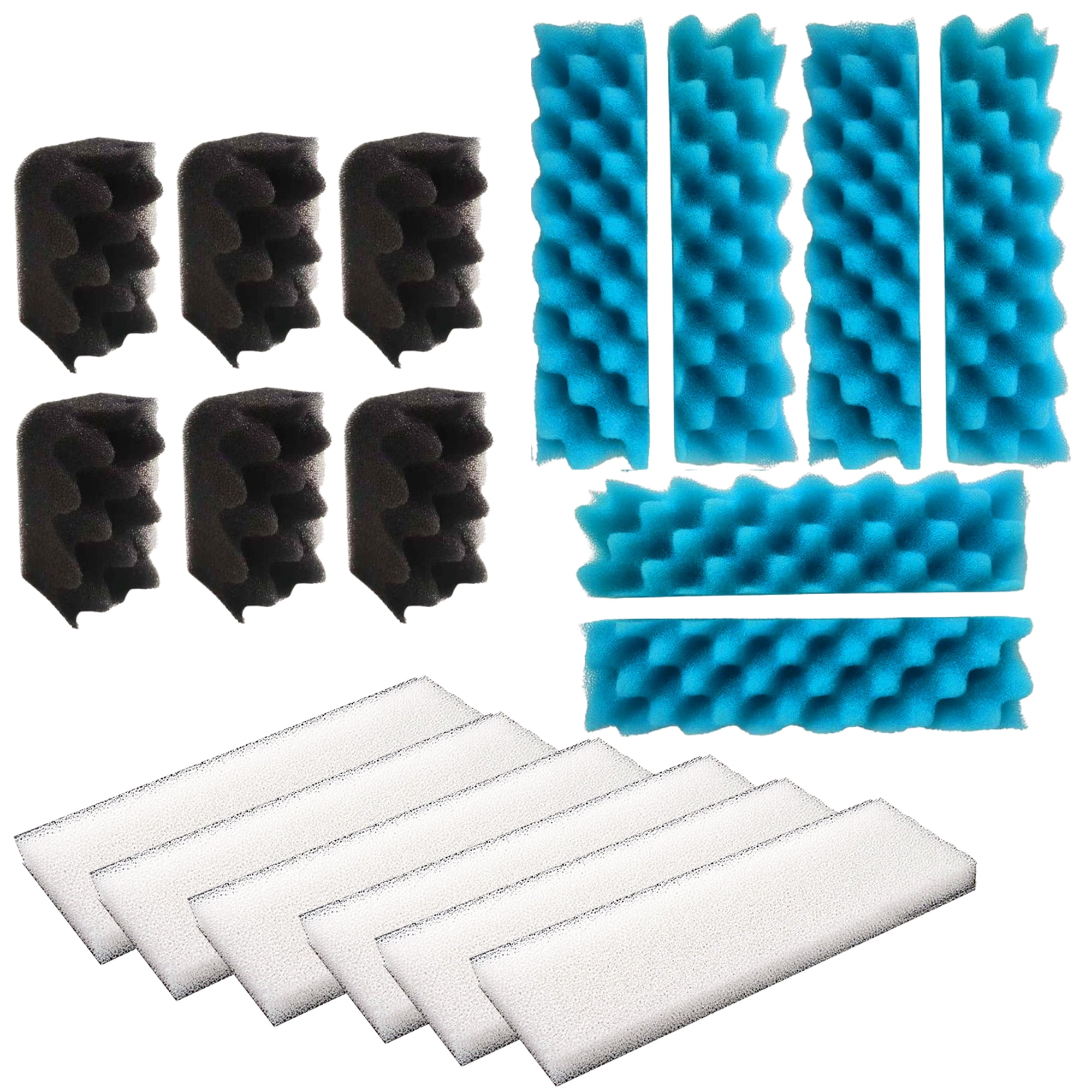 Qzbhct 6 Pcs Black Bio-Foam, 6 Blue Foam Max Filter, 6 White Foam Filter Kit for Fluval 406/407 Canister Filtration Systems
