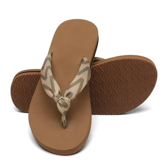 Qzize Women's Flip Flops with Yoga Mat, Comfortable Lightweight Thong Sandals for Beach & Summer Black and White Size 7.5