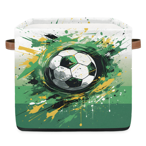 Qzjjjmy Foldable Soccer Storage Basket for Men Boys Toy Storage Bins Bedroom Organizing