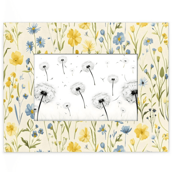 Qzjjjmy Rectangle Picture Frame 4x6 Yellow Blue Flowers Photo Frame Set for Wall or Tabletop Display