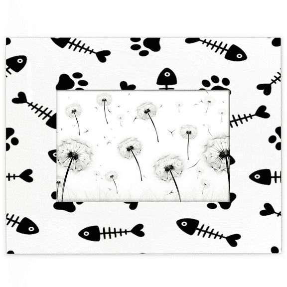 Qzjjjmy Rectangle Picture Frame 5x7 Cute Cats Paw Print Bone Photo Frame Set for Wall or Tabletop Display