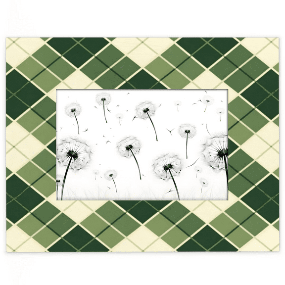 Qzjjjmy Rectangle Picture Frame 5x7 Green Grid Texture Photo Frame Set for Wall or Tabletop Display