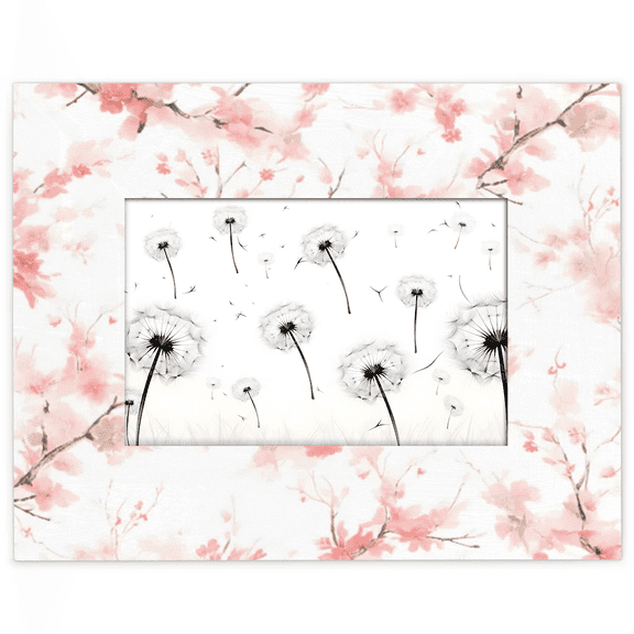 Qzjjjmy Rectangle Picture Frame 5x7 Pink Cherry Blossoms Photo Frame Set for Wall or Tabletop Display