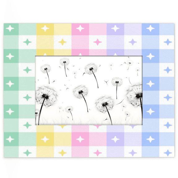 Qzjjjmy Rectangle Picture Frames 4x6 Colored Lattice Stars Photo Frames for Wall Interior Decoration Office Decor