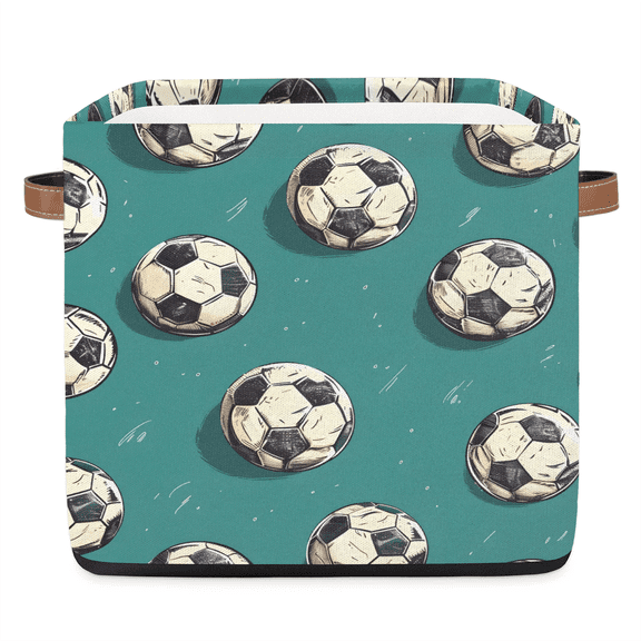 Qzjjjmy Soccer Storage Basket for Boys Kids Toy Storage Bins Balls Storage Box Men Bedroom Organizing Sports Style