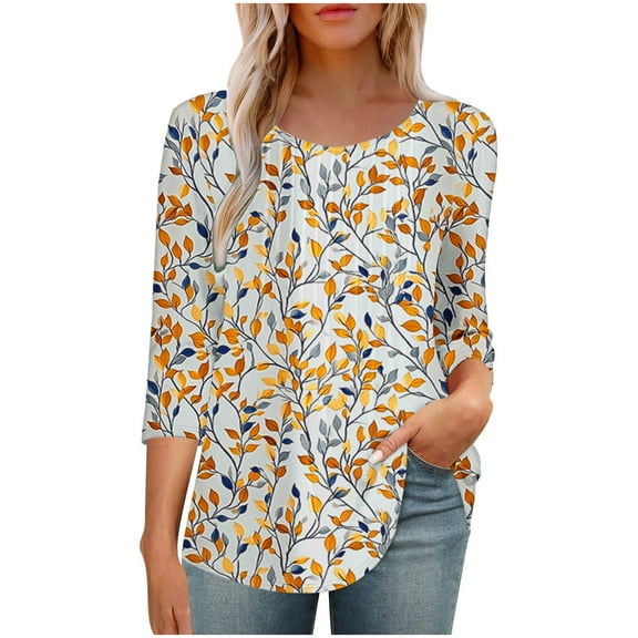 Qzwdhjm 3/4 Sleeve Tops for Women Mock Neck Tops Summer Lightweight Tunic Blouses M