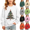 thumbnail image 1 of Qzwdhjm Christmas Sweatshirts for Girl Xams Trees Graphic Crewneck Sweatshirt Thin Fleece Long Sleeve Pullovers for Christmas Party 2-15Y, 1 of 9