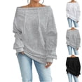 thumbnail image 1 of Qzwdhjm Off Shoulder Sweatshirts for Women Drawstring Long Sleeve Sweatshirt Soft Loose Casual Fall Pullover Tops, 1 of 7