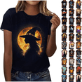thumbnail image 1 of Qzwdhjm Plus Size Halloween Shirts for Women Short Sleeve Spooky Season Tshirts Crewneck Plus Size Witch Graphic Tees for Fall Party, 1 of 6
