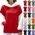 thumbnail image 1 of Qzwdhjm Ribbed Hoodies for Women Fuzzy Xmas Hooded Sweatshirt Long Sleeve Cozy Casual Winter Santa Hoodie with Pocket, 1 of 1