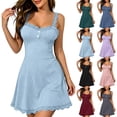 thumbnail image 1 of Qzwdhjm Ribbed Nightgown for Women Lace Trim Scoop Neck Cami Dresses for Loungewear Sleeveless Dressy Casual Sleep Dress for Leisure Nightwear, 1 of 5