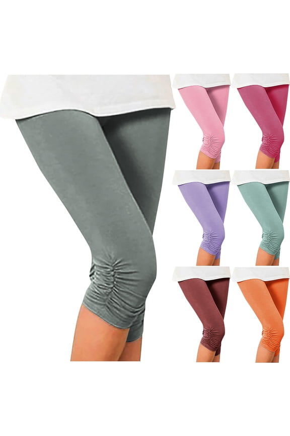 Women's Capri Leggings Stretchy High Waisted Capris Comfy Solid Slim Fit Pants Summer Activewear Workout Trousers