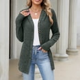 thumbnail image 1 of Qzwdhjm Women's Cardigan Sweaters Ribbed Knit Hooded Button up Cardigans Mid Length Long Sleeve Sweater Coat with Pockets Casual Fall Outerwear, 1 of 8