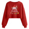 thumbnail image 1 of Qzwdhjm Womens Cropped Sweatshirts for Christmas Crewneck Xmas Santa Hat Graphic Sweatshirt Long Sleeve Thin Fleece Crop Pullover for Winter Holiday, 1 of 5