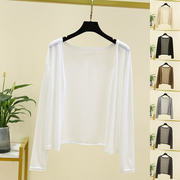 Qzwdhjm Womens Lightweight Cardigan Sheer Long Sleeve Beach Cover Ups Cardigans Open Front Bathing Suits Coverups for Summer Beach