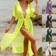 thumbnail image 1 of Qzwdhjm Womens Mesh Swim Cover Ups Short Sleeve Maxi Cardigans Open Front Bathing Suits Coverups Summer Resort Swimsuits Cover Up, 1 of 5