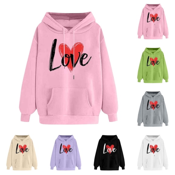 Qzwdhjm Womens Mock Neck Hooded Sweatshirts Winter Cute Long Sleeve Tops Loose Fit Oversized Hoodies for Valentine's Day Pink S