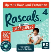 Rascals Premium 360 Absorbent Pull-On Diapers, Size 4, 60 Count