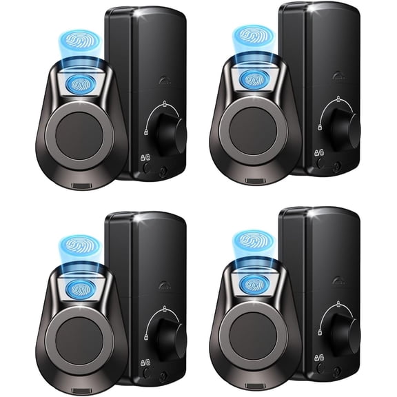 (R) 4 count Set  Deadbolt Lock - 5-in-1 Keyless Entry (Fingerprint, , WiFi, Tuya APP, Key) -  Lock/Unlock, Front &  Door Compatible, Lever & Knob