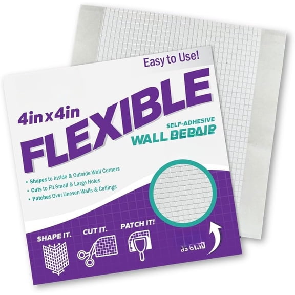 (R) 4 in. x 4 in. Flexible Self- Wall Repair Patch (3-) - Versatile, Cut-to-Fit, Easy Application for Holes, Cracks, and Corners