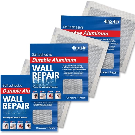 (R) 4 in. x 4 in.  Self-Adhesive Wall Repair Patch (3-Pack) - Expanded Perforated Rust-Resistant  with  Adhesive Backing for Interior Wall Repairs