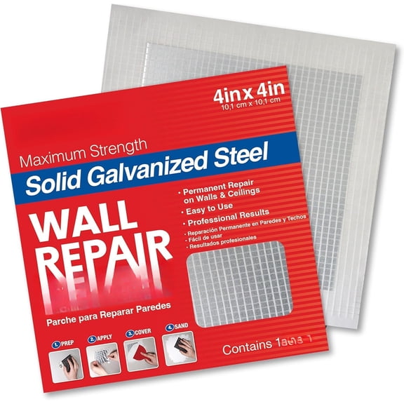 (R) 4 in. x 4 in. Solid  Self- Wall Repair Patch (3-) - Durable Galvanized , Easy Application for Drywall, Plaster, and Ceiling Repairs