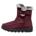 thumbnail image 1 of R-776 Wine Ladies Warm Fleece Lined Snow Boots Round Toe Mid Heel Waterproof Winter Casual Womens Comfortable Short, 1 of 4