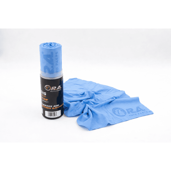 R.A. 26x17 Shammy Cloth for Car Drying - Super Absorbent Synthetic Chamois with 20x Water Absorption, Streak-Free Finish & Storage Container - Large PVA Car Towels (Blue)
