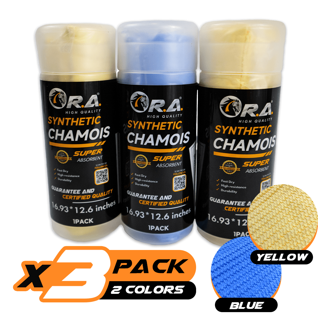 R.A. 3D Premium Fast Drying Shammy Towel for Car 3pack - Super Absorbent Chamois Towel for CAR - Cloth for Car Drying - Reusable Soft Car Wash Cloth - Dust Remove, No Scratch/Spot/Streak