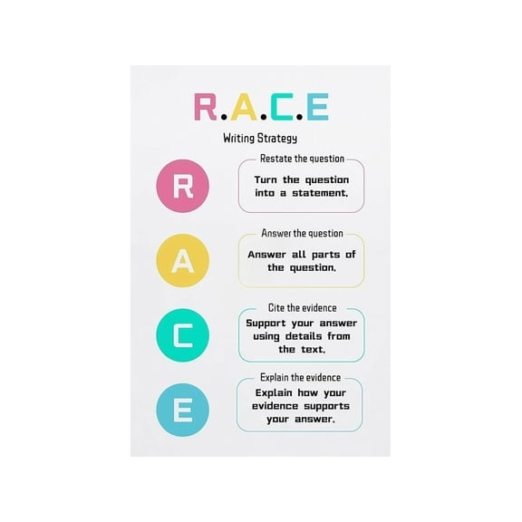 R.A.C.E Writing Poster ELA Classroom Decor Middle School High School Writing Process Bulletin Board Teacher Supply