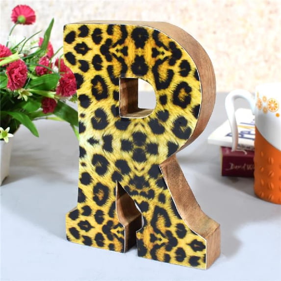 R Alphabet Handmade Letter Block Eco-Friendly Wall Decor, Natural Enemal