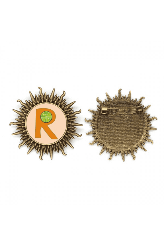 R Alphabet Orange Fruit Art Deco Fashion Metall Sonne Brosche Haken Pin