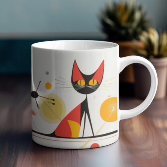 R Atomic offee Mug - Mid Century Modern Purrfect Gift t Lovers.