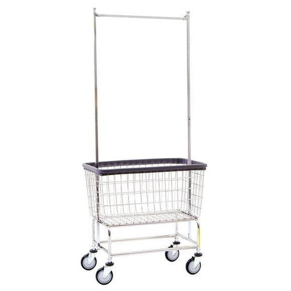 R&B Wire 200CFC56CKD Wire Laundry Cart with Double Pole Rack, Chrome