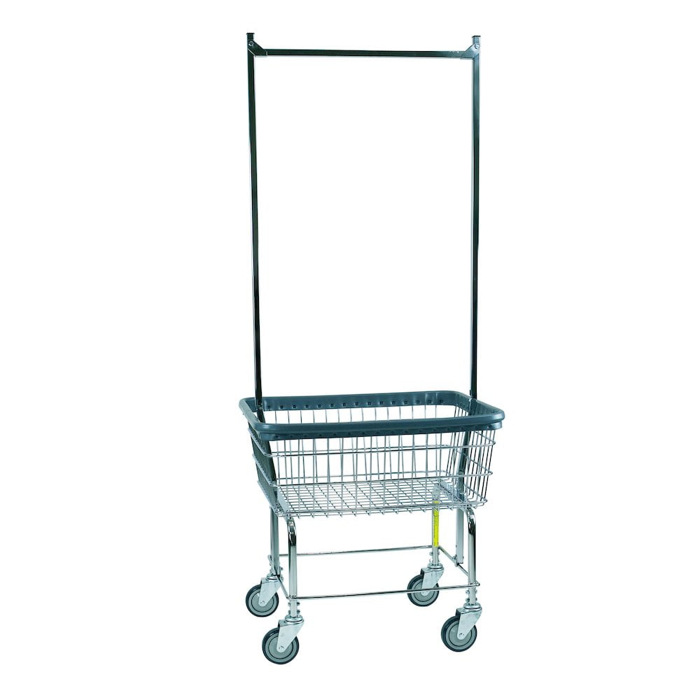 Chrome-Plated Steel Rolling Laundry Cart with Double Pole Rack
