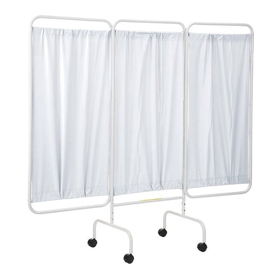 R&B Wire Products Three Panel Mobile Medical Privacy Screen with White Vinyl Panels, USA Made