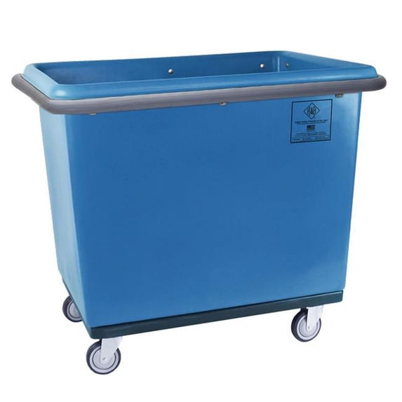 R&B Wire Products 4614B-PTB 14 Bushel Poly Bumper Truck All Swivel Casters, Blue - 44.5 x 32 x 36.25 in.