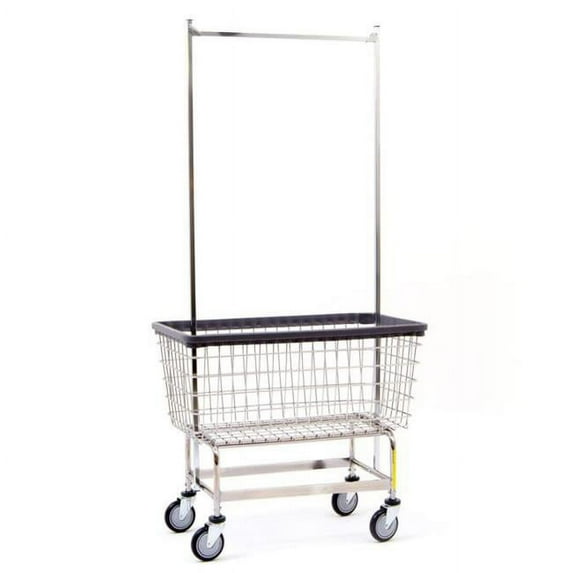 R&B Wire Products 201H56 Mega Capacity Big Dog Laundry Cart with Double Pole Rack