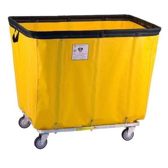 R&B Wire Products 406SOC-ANTI-YEL 6 Bushel protective Vinyl Basket Truck All Swivel Casters, Yellow - 31 x 21 x 26.5 in.
