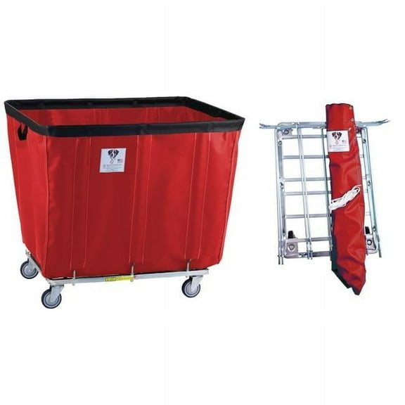 R&B Wire Products 410KDC-ANTI-RD 10 Bushel UPS & FEDEX ABLE protective Vinyl Basket Truck All Swivel Casters, Red - 36.5 x 25 x 31.5 in.