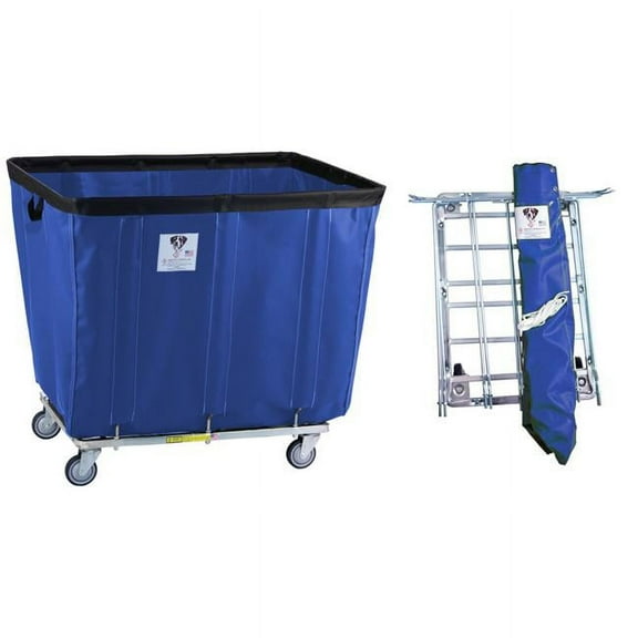 R&B Wire Products 412KDC-BL 12 Bushel UPS & FEDEX ABLE Vinyl Basket Truck All Swivel Casters, Blue - 38 x 28 x 35 in.