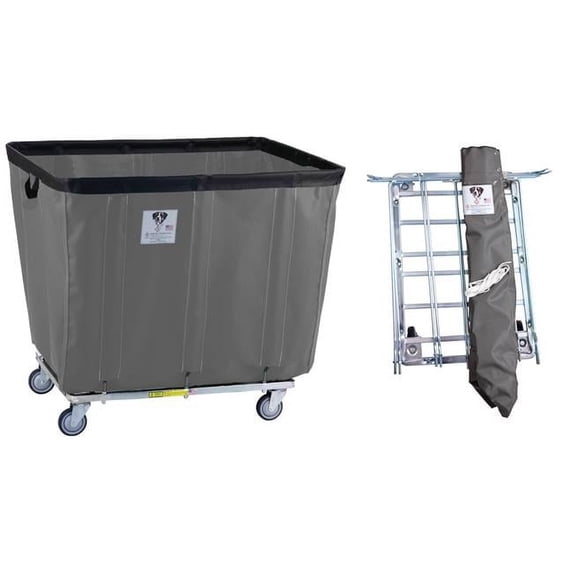 R&B Wire Products 416KDC-ANTI-GRY 16 Bushel UPS & FEDEX ABLE protective Vinyl Basket Truck All Swivel Casters, Gray - 41.5 x 30.25 x 39 in.