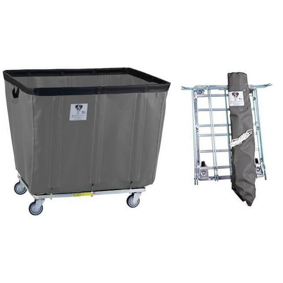 R&B Wire Products 420KDC-ANTI-GRY 20 Bushel UPS & FEDEX ABLE protective Vinyl Basket Truck All Swivel Casters, Gray - 49 x 33.5 x 39.25 in.