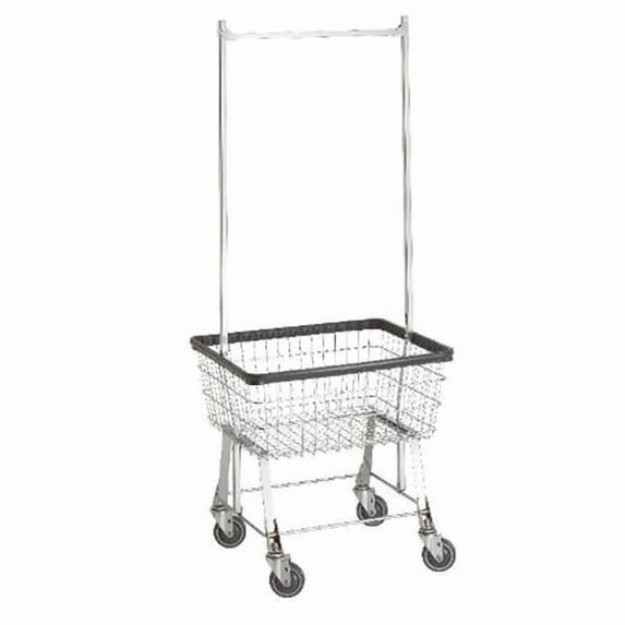 R&B Wire 96B58 Light-Duty Wire Frame Metal Laundry Cart with Double Pole Rack - Chrome