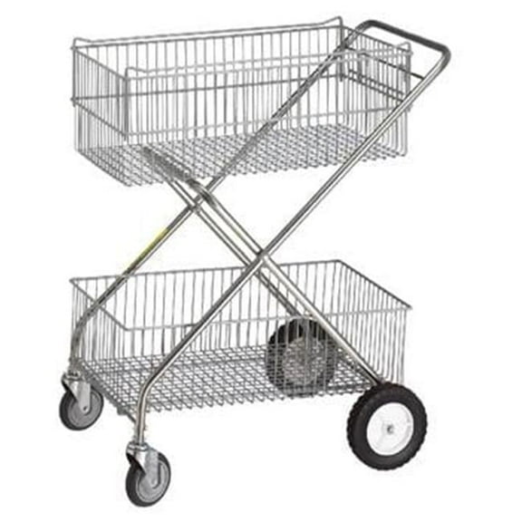 R&B Wire Products R&B Wire 500 Deluxe Double Basket Wire Utility Mail Cart